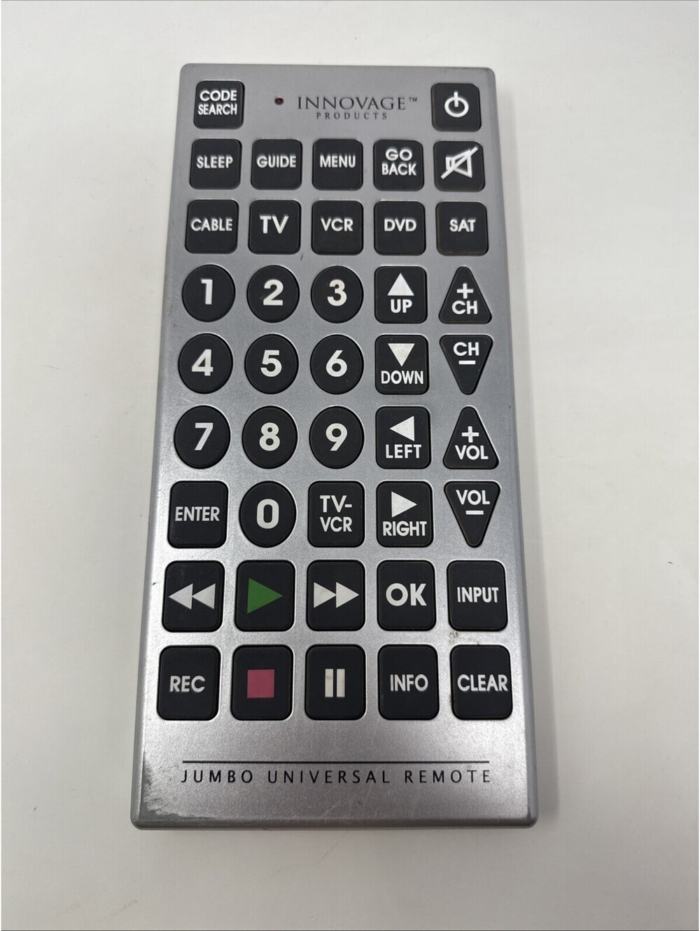 Innovage Products Jumbo Universal Remote Large Buttons Silver Color Untested